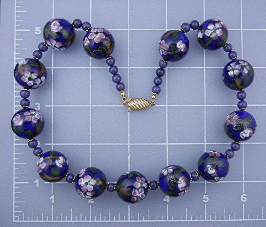Cloisinee Beads Blue Pink Green Necklace