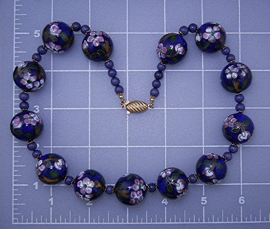 Cloisinee Beads Blue Pink Green Necklace