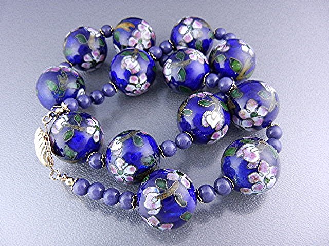 Cloisinee Beads Blue Pink Green Necklace