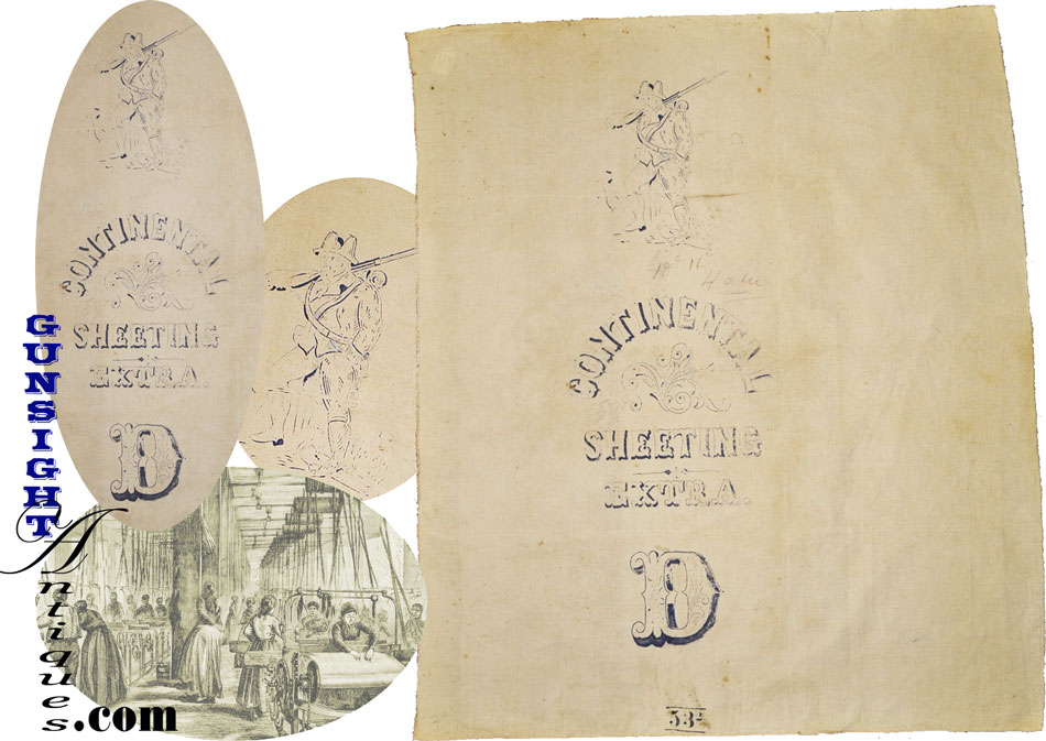 mid19th century textile mill marked:  CONTINENTAL SHEETING REMNANT