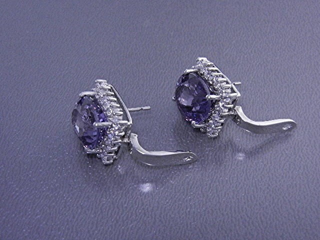 White Sapphire Blue Purple Spinel Pierced Earrings Ster