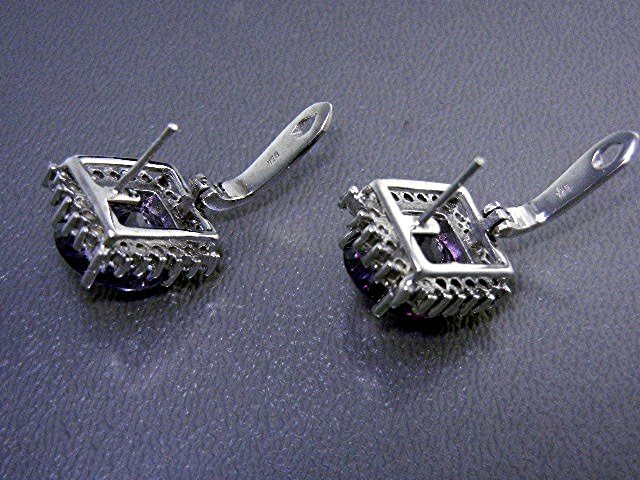 White Sapphire Blue Purple Spinel Pierced Earrings Ster