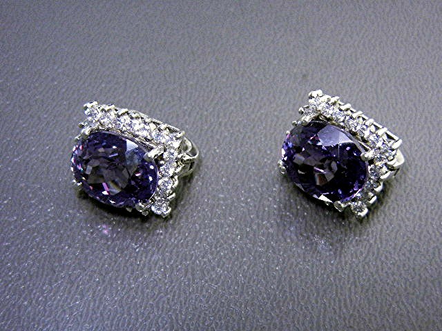 White Sapphire Blue Purple Spinel Pierced Earrings Ster