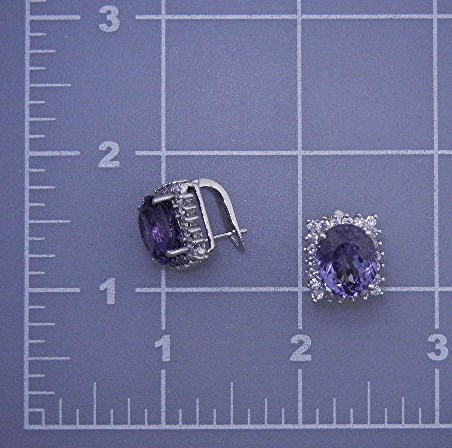 White Sapphire Blue Purple Spinel Pierced Earrings Ster