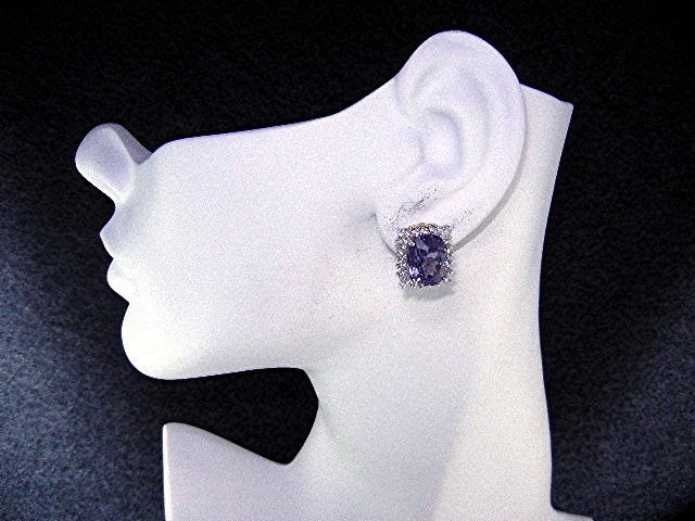 White Sapphire Blue Purple Spinel Pierced Earrings Ster