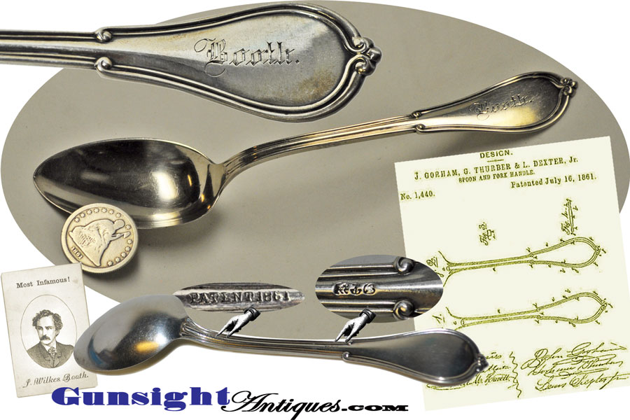 Pat. 1861- BOOTH MONOGRAMED coin silver tablespoon