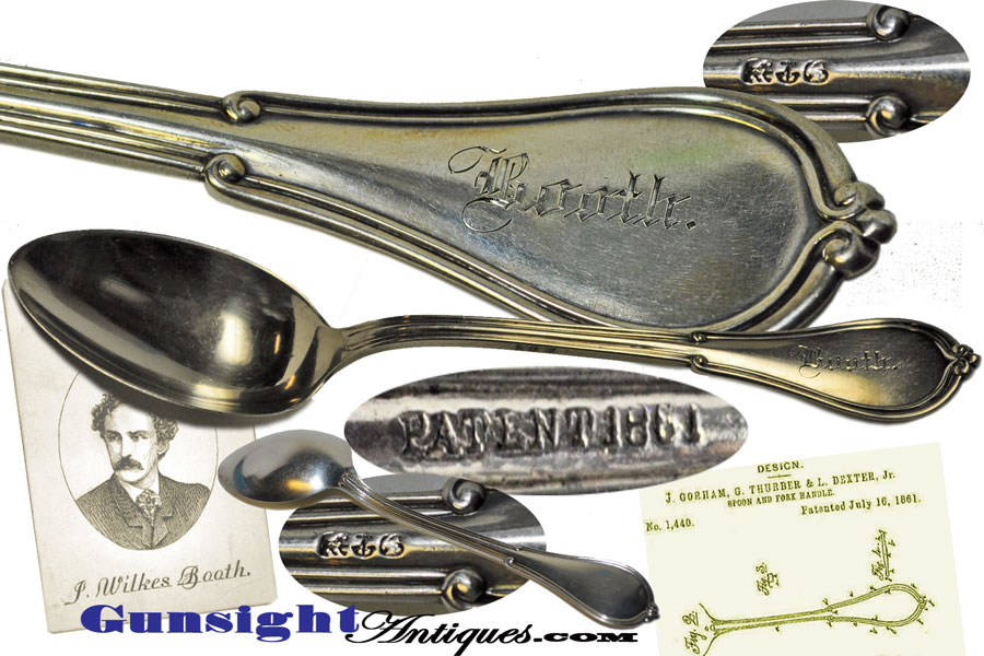 Pat. 1861- BOOTH MONOGRAMED coin silver tablespoon