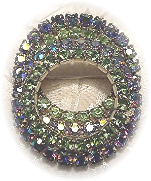 Crystal Pink Green Borealis Brooch Pin