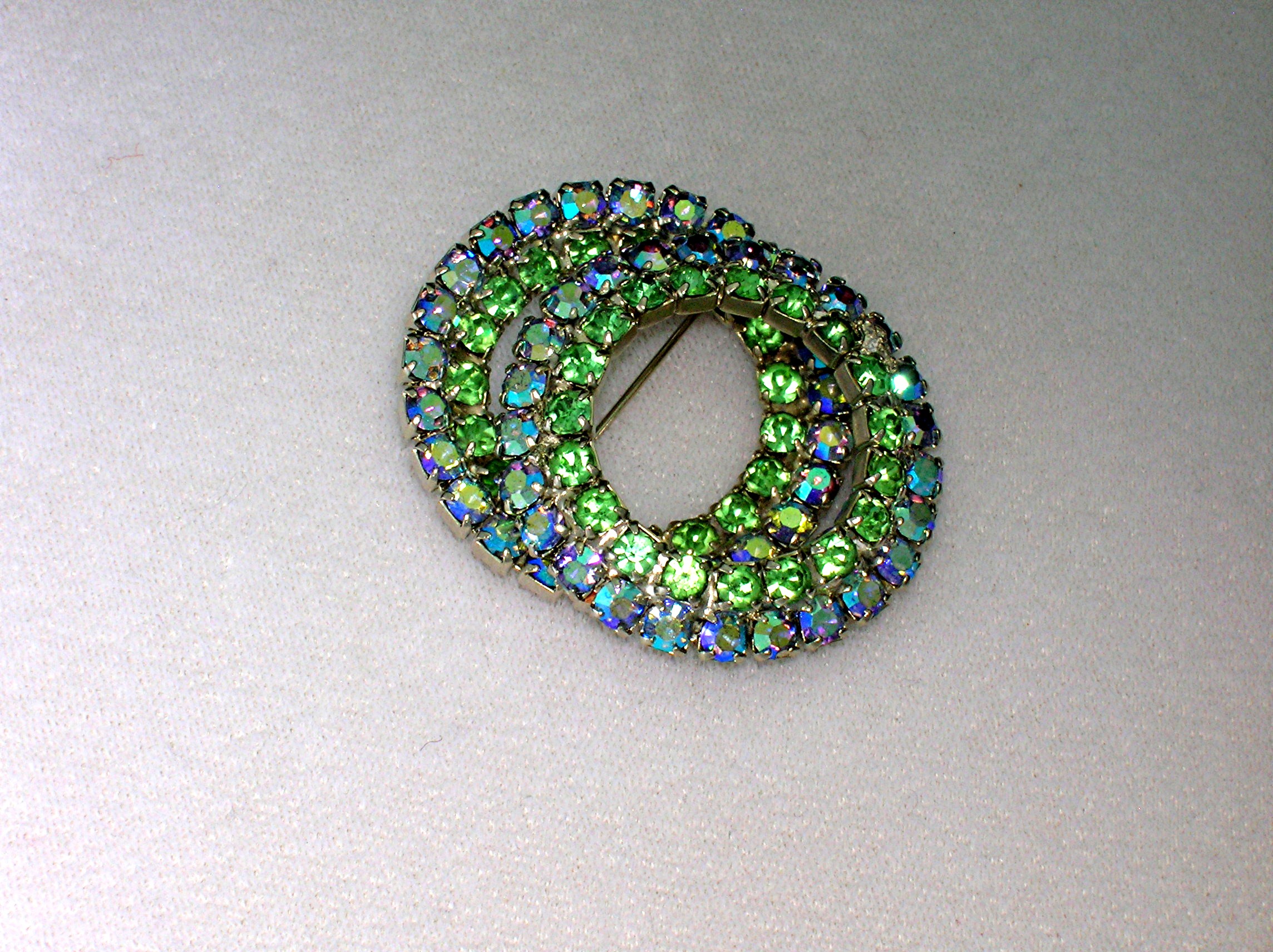 Crystal Pink Green Borealis Brooch Pin
