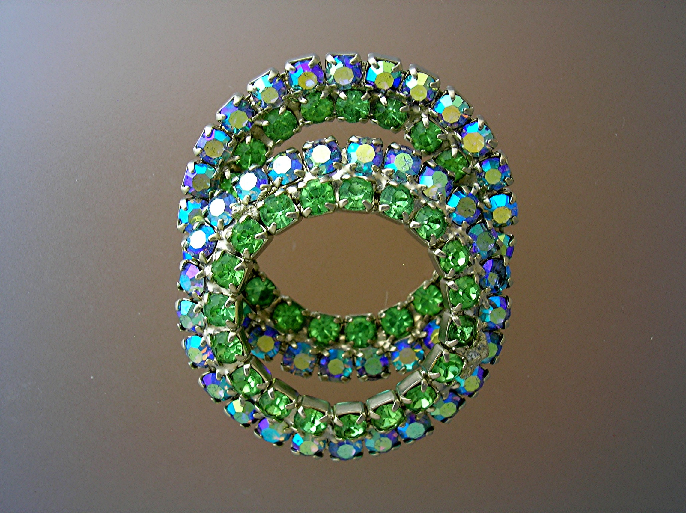 Crystal Pink Green Borealis Brooch Pin