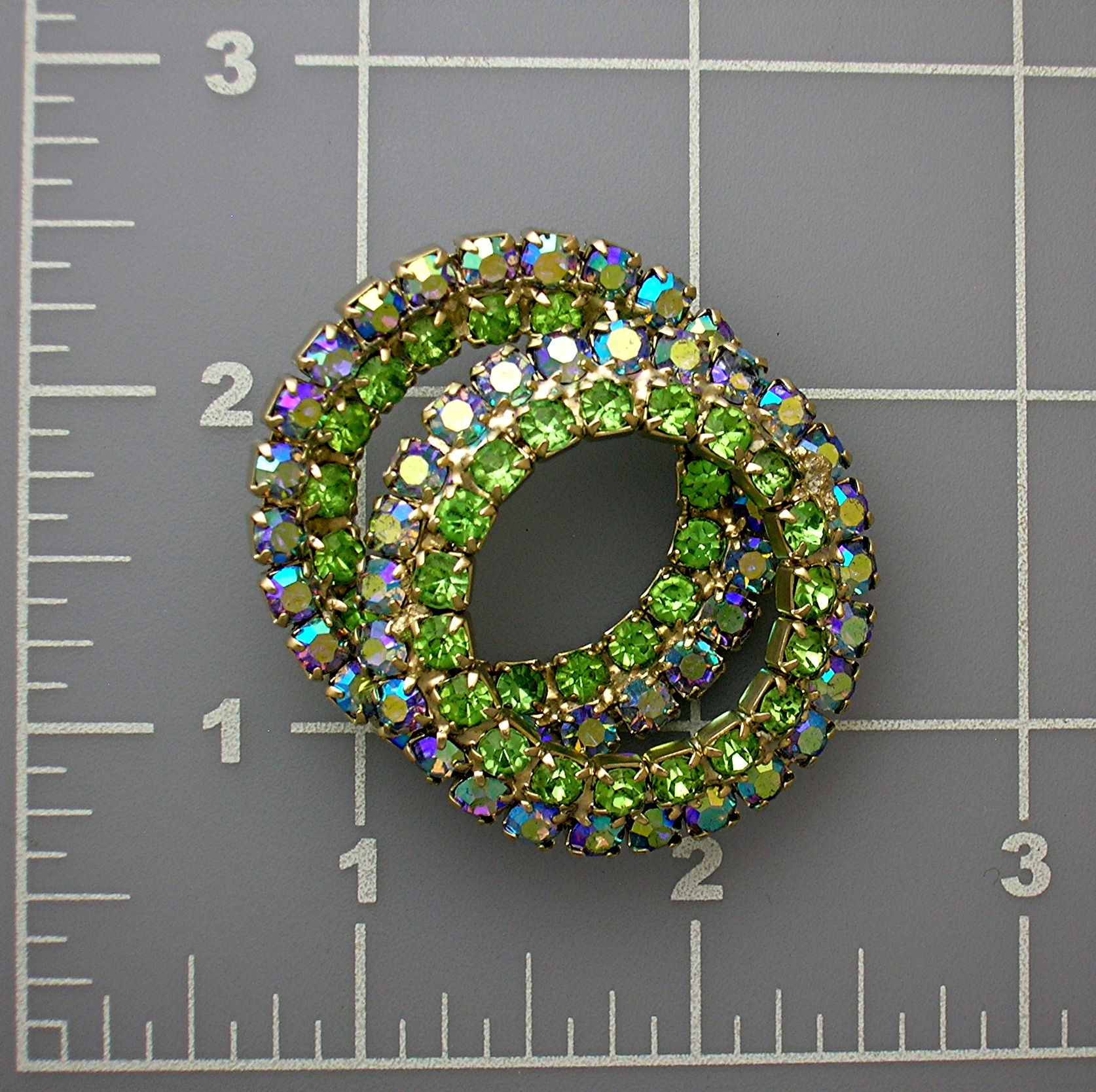 Crystal Pink Green Borealis Brooch Pin