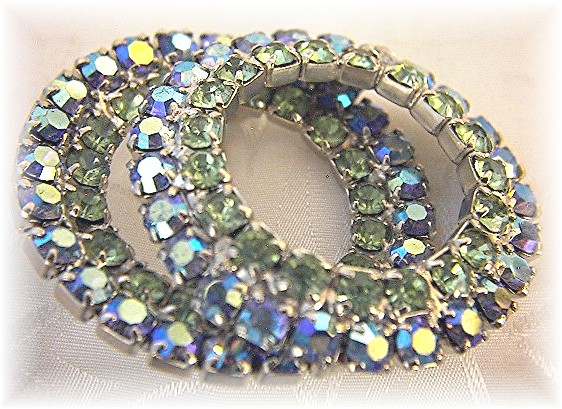 Crystal Pink Green Borealis Brooch Pin