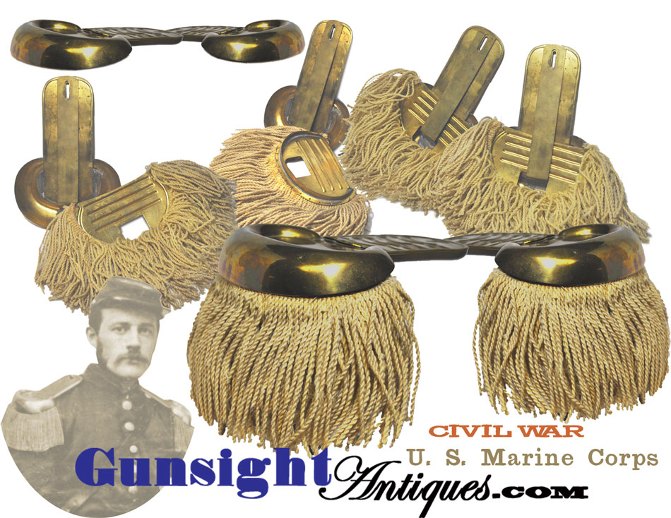 rarely seen!  Civil War MARINE – regulation Shoulder Scales - complete with Detachable Fringe