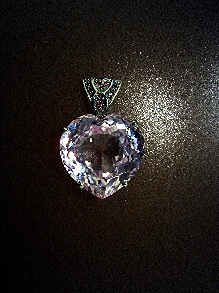 Pendant Sterling Silver 26.90 Pink Kunzite Ruby Heart
