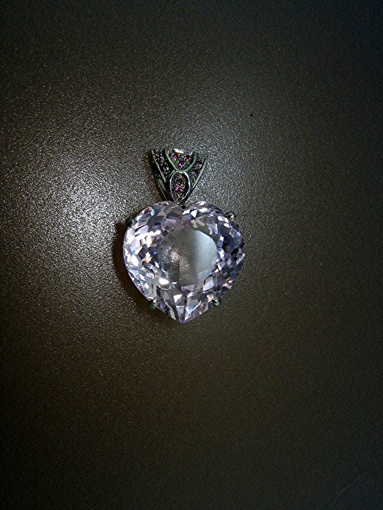 Pendant Sterling Silver 26.90 Pink Kunzite Ruby Heart
