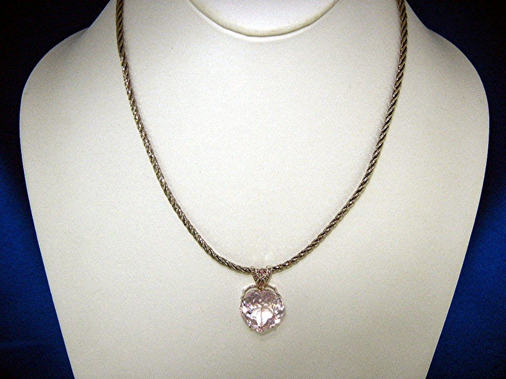 Pendant Sterling Silver 26.90 Pink Kunzite Ruby Heart