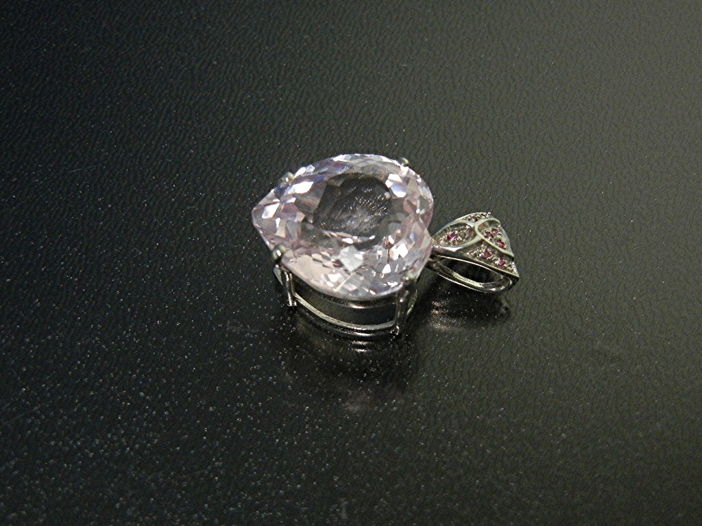 Pendant Sterling Silver 26.90 Pink Kunzite Ruby Heart