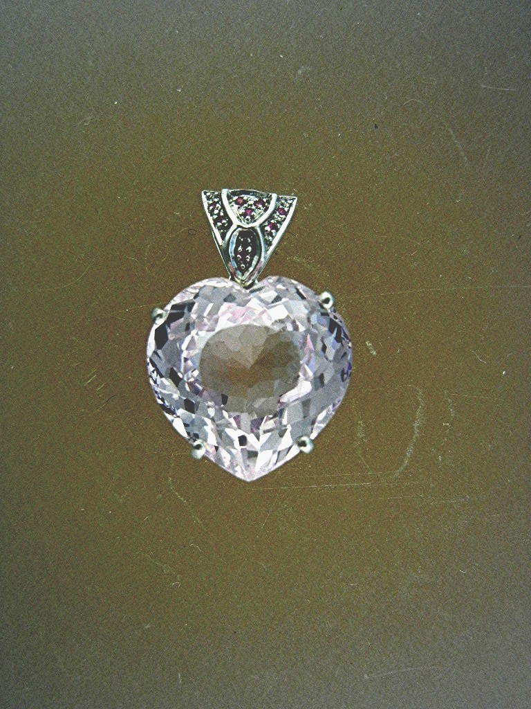 Pendant Sterling Silver 26.90 Pink Kunzite Ruby Heart