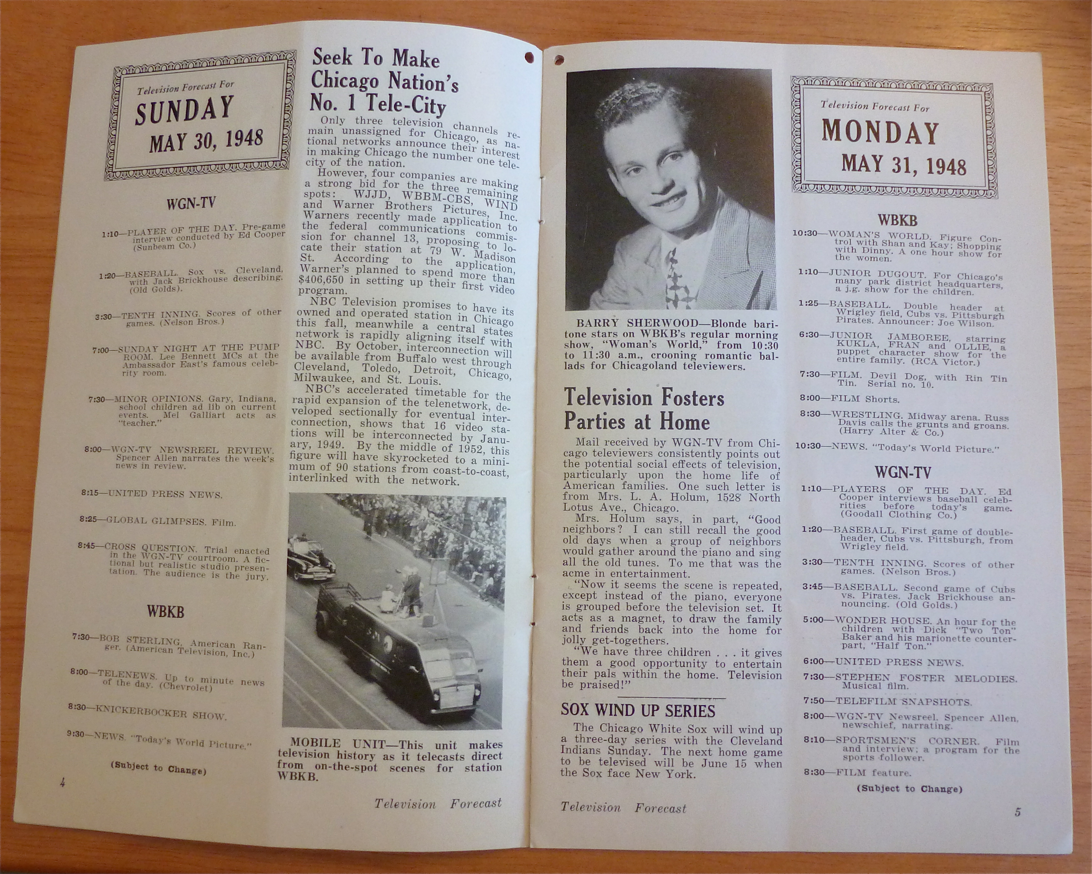 1948 Chicago Television Forecast Issue #4 Sulky Racing