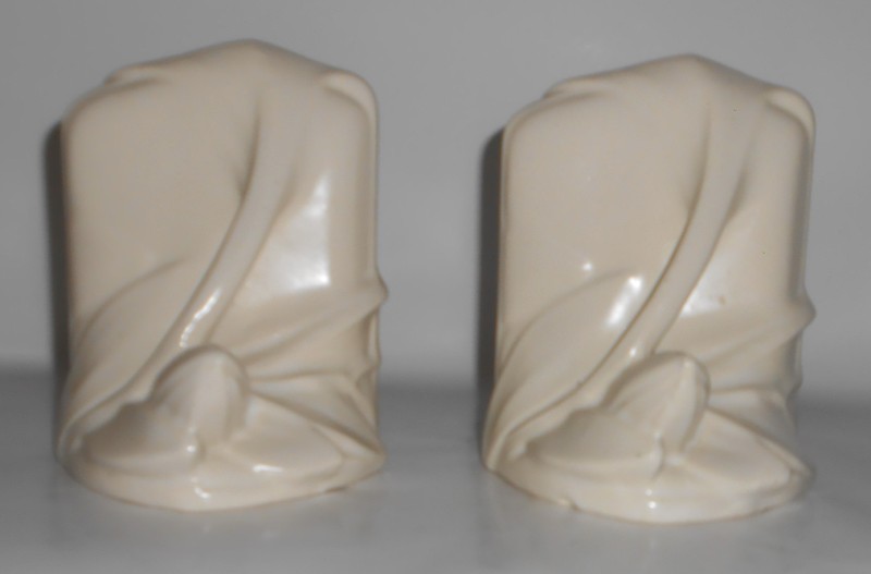 VINTAGE Brush McCoy Art Pottery Matte White Set Bookends