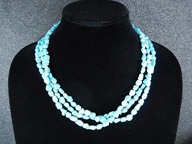 Navajo Sleeping Beauty Turquoise Sterling Silver Neckla