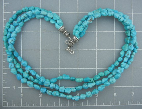 Navajo Sleeping Beauty Turquoise Sterling Silver Neckla