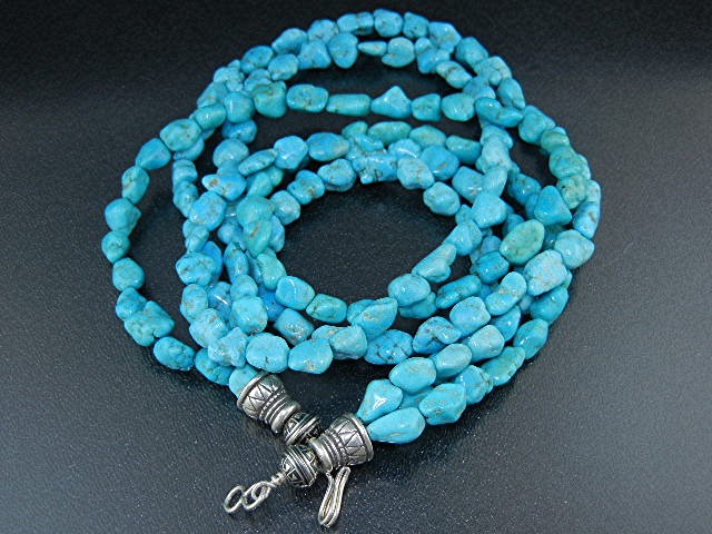 Navajo Sleeping Beauty Turquoise Sterling Silver Neckla