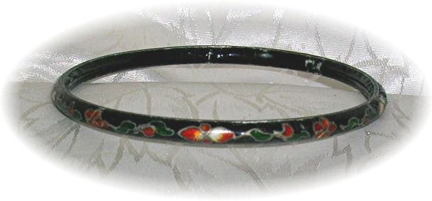 Bracelet Black Floral Oriental Cloisinee