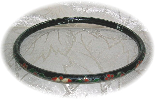 Bracelet Black Floral Oriental Cloisinee