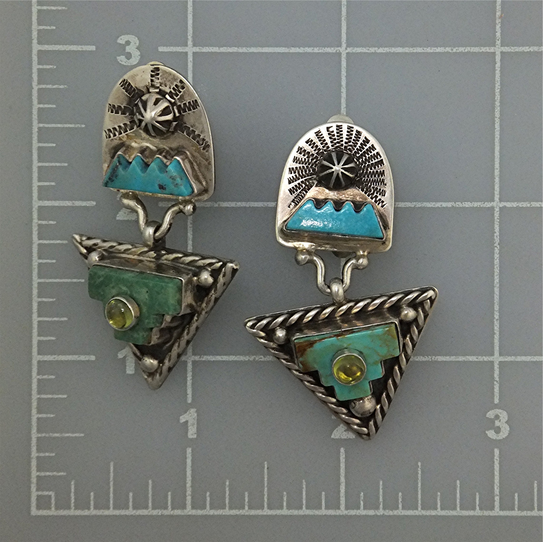 David Troutman  Sterling Silver Carved Turquoise Clip E