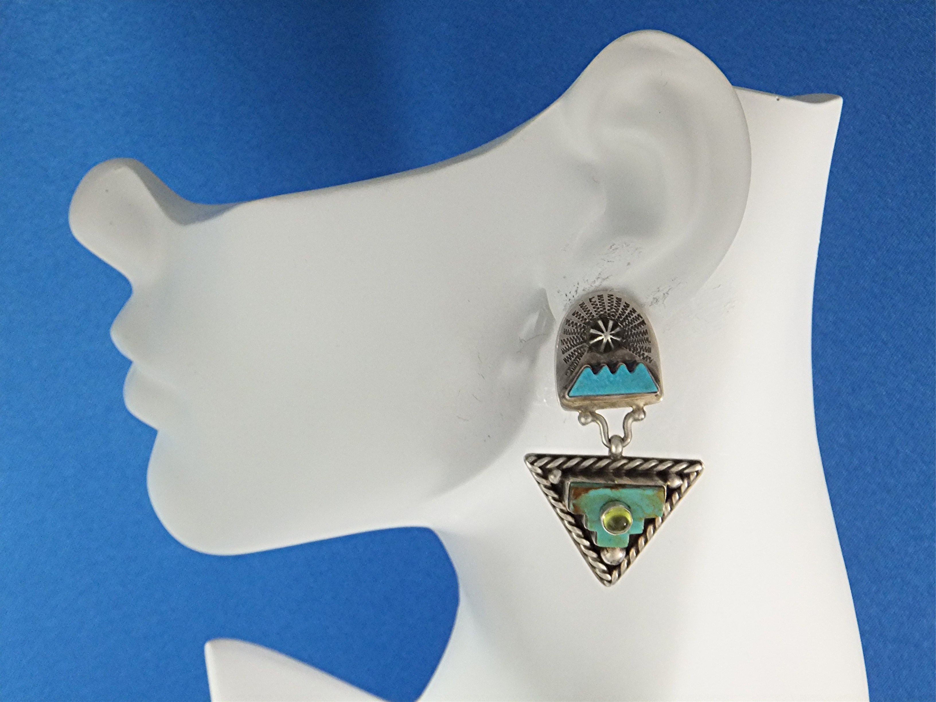David Troutman  Sterling Silver Carved Turquoise Clip E