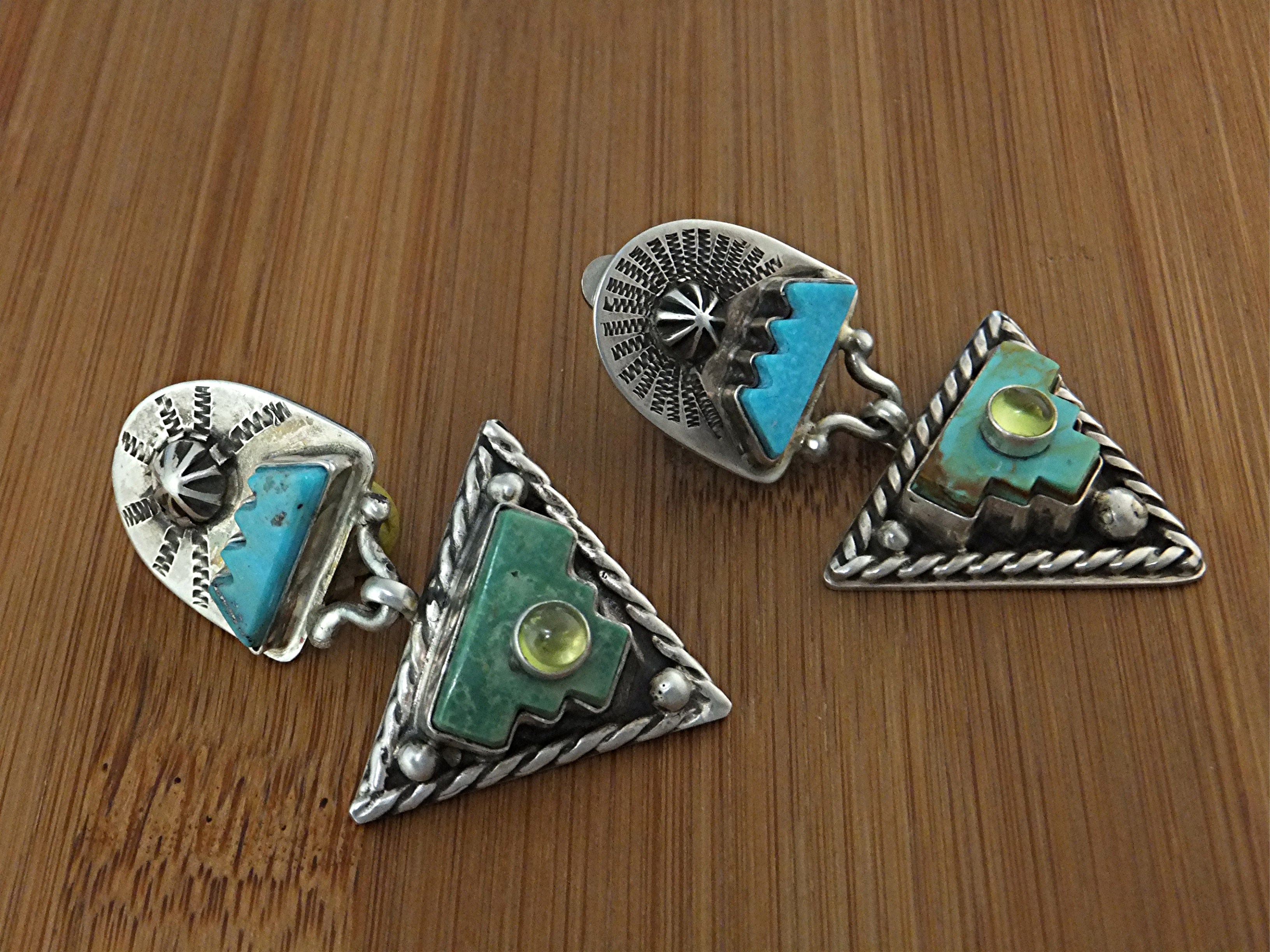 David Troutman Sterling Silver Carved Turquoise Clip E