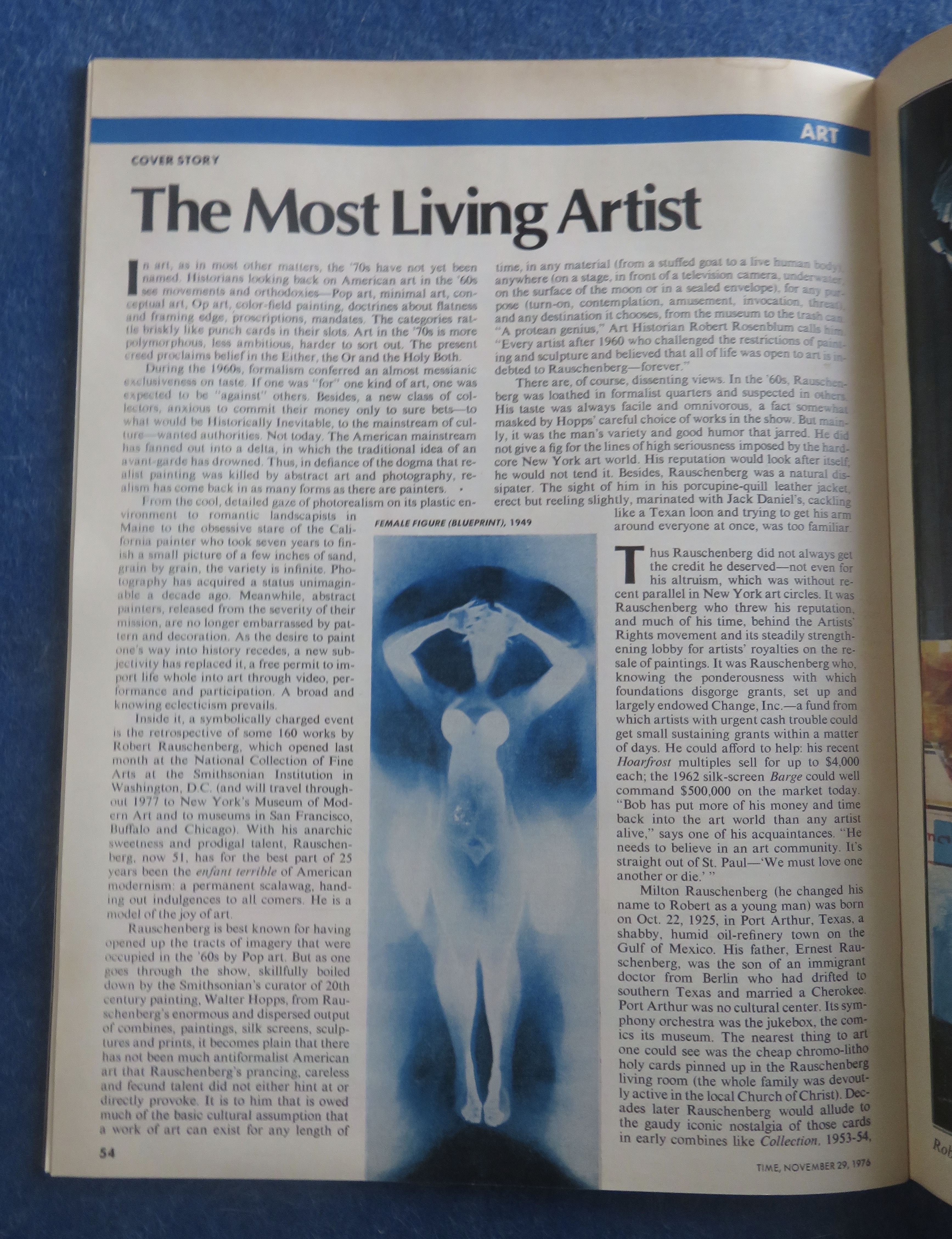 Time Magazine November 29, 1976 Rauschenberg