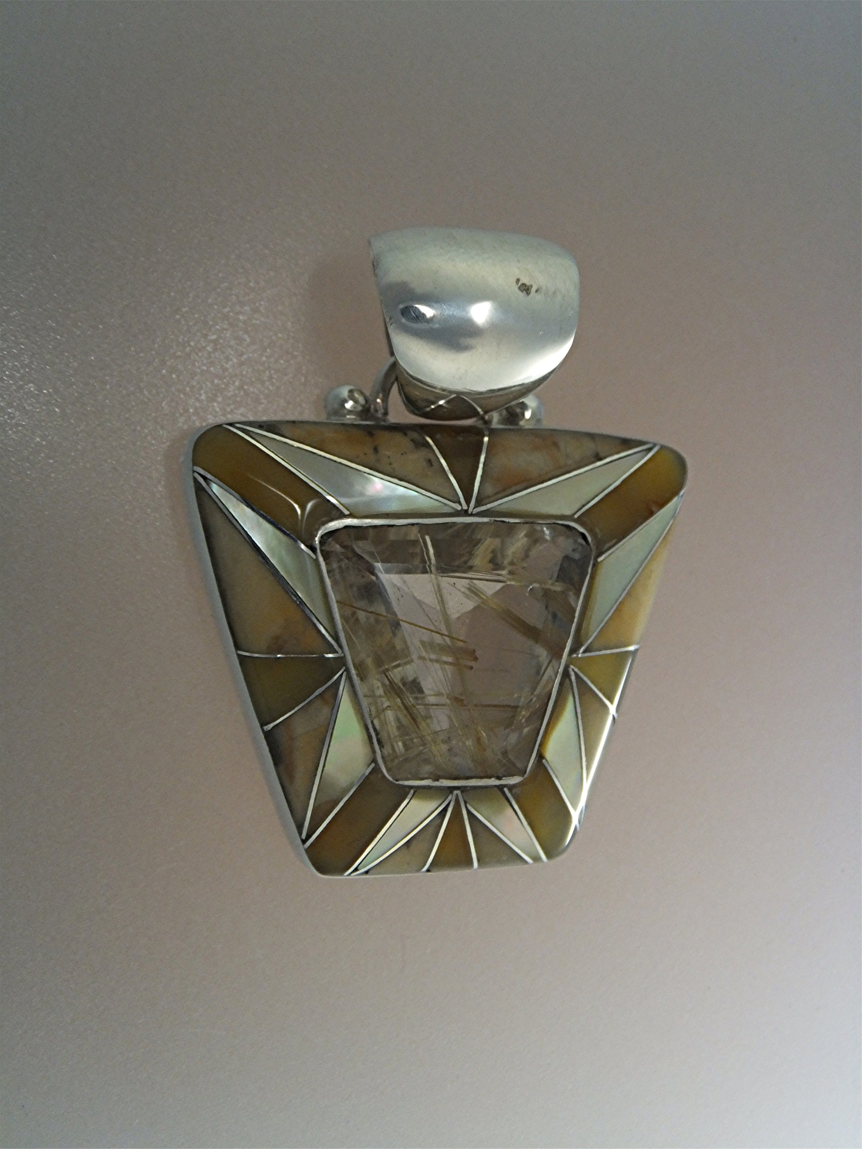 Pendant Sterling Silver Gold Rutilated Quartz EL