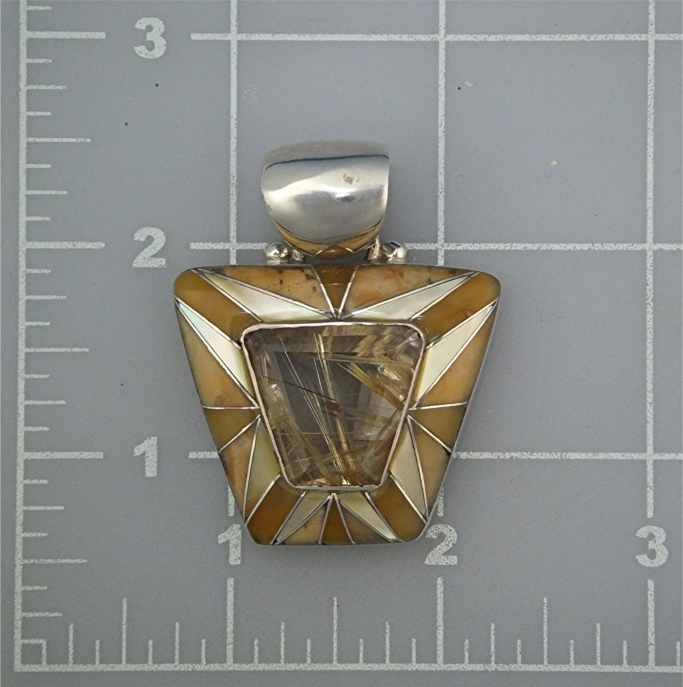 Pendant Sterling Silver Gold Rutilated Quartz EL