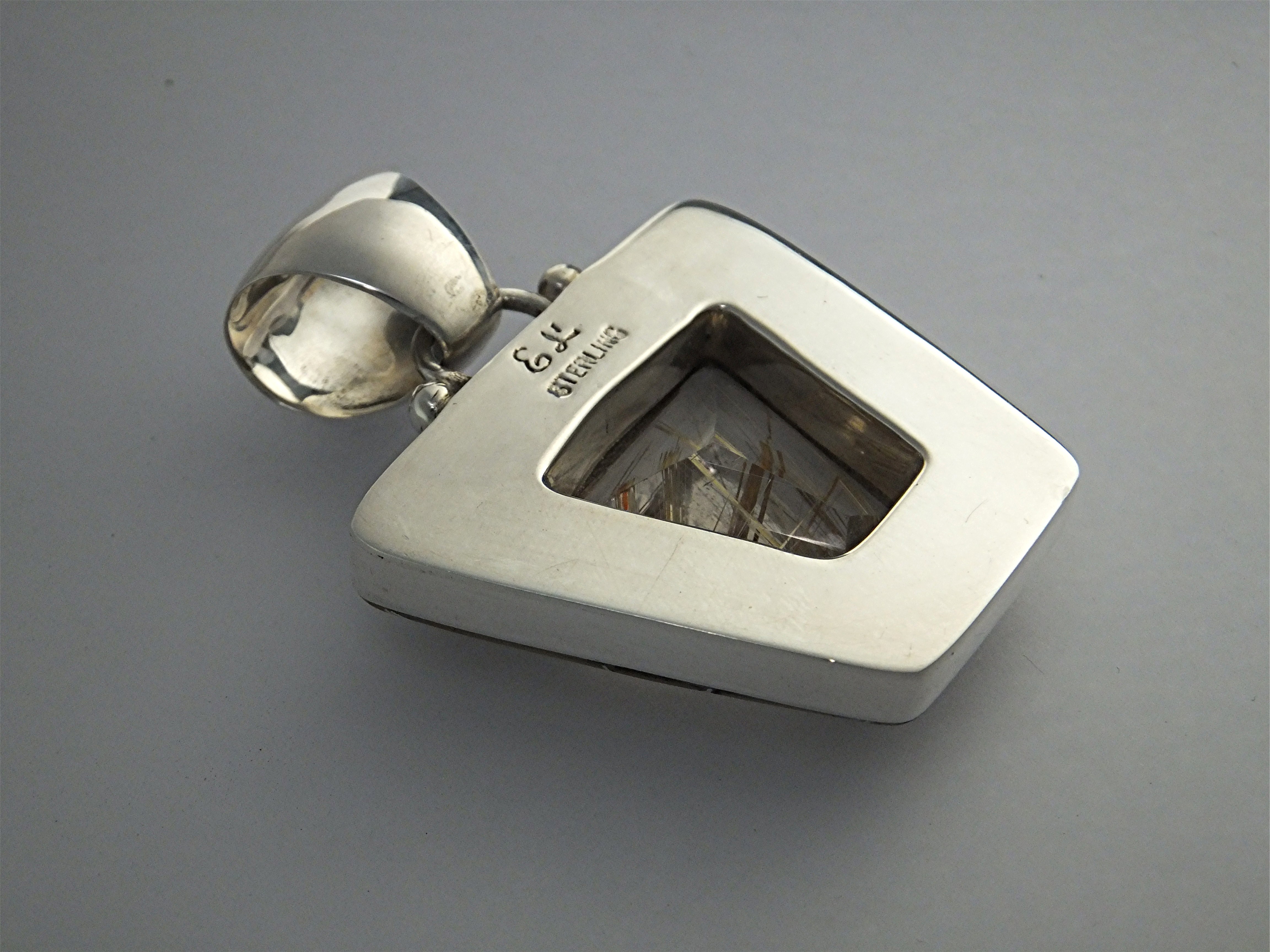 Pendant Sterling Silver Gold Rutilated Quartz EL