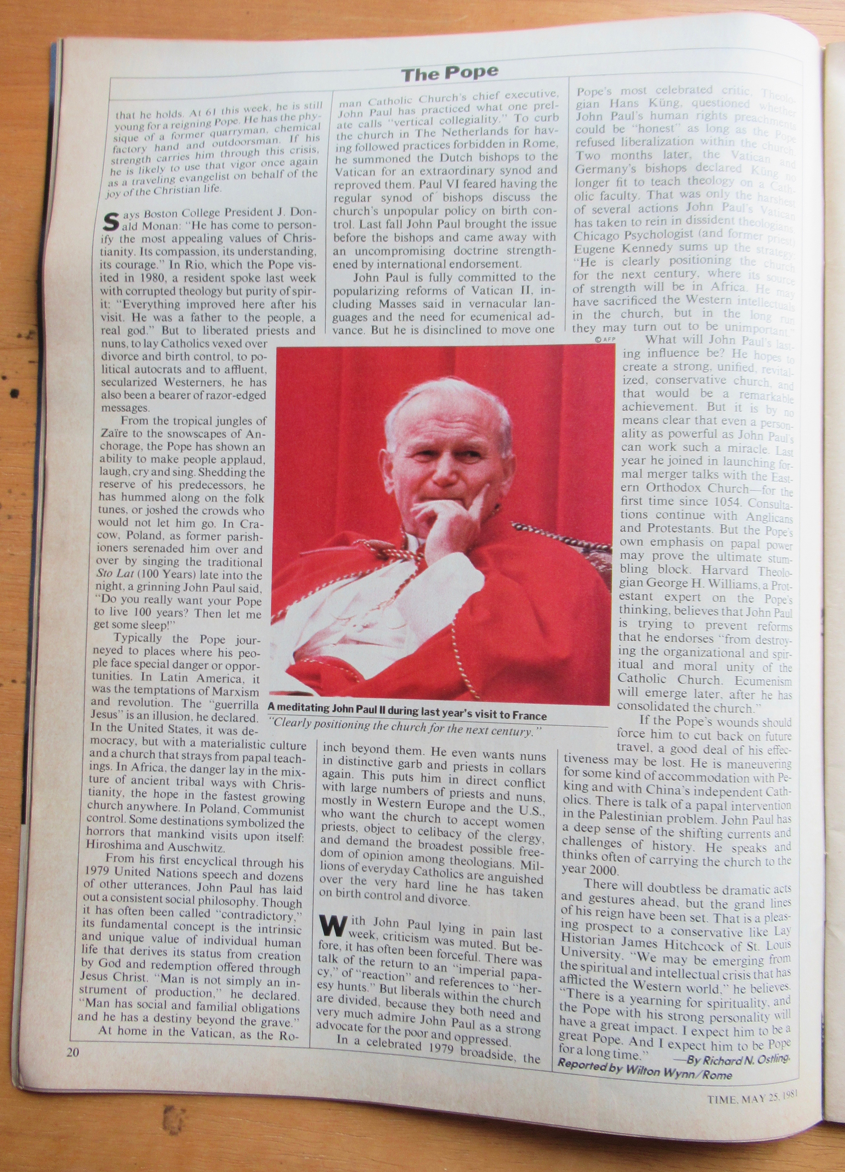 Time Magazine-May  25, 1981-John Paul II (The Pope)