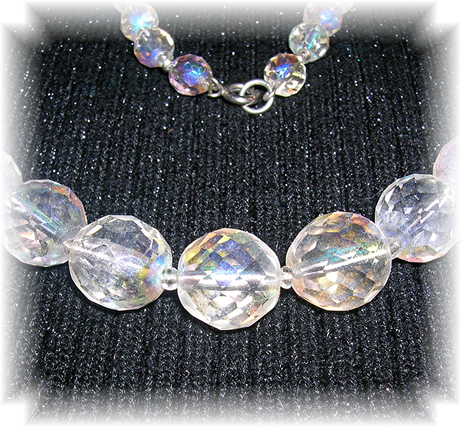 23 Inch Faceted Borealis Glass Bead Necklace