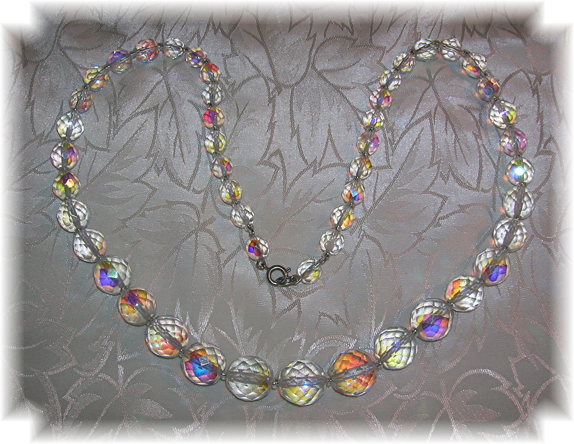 23 Inch Faceted Borealis Glass Bead Necklace