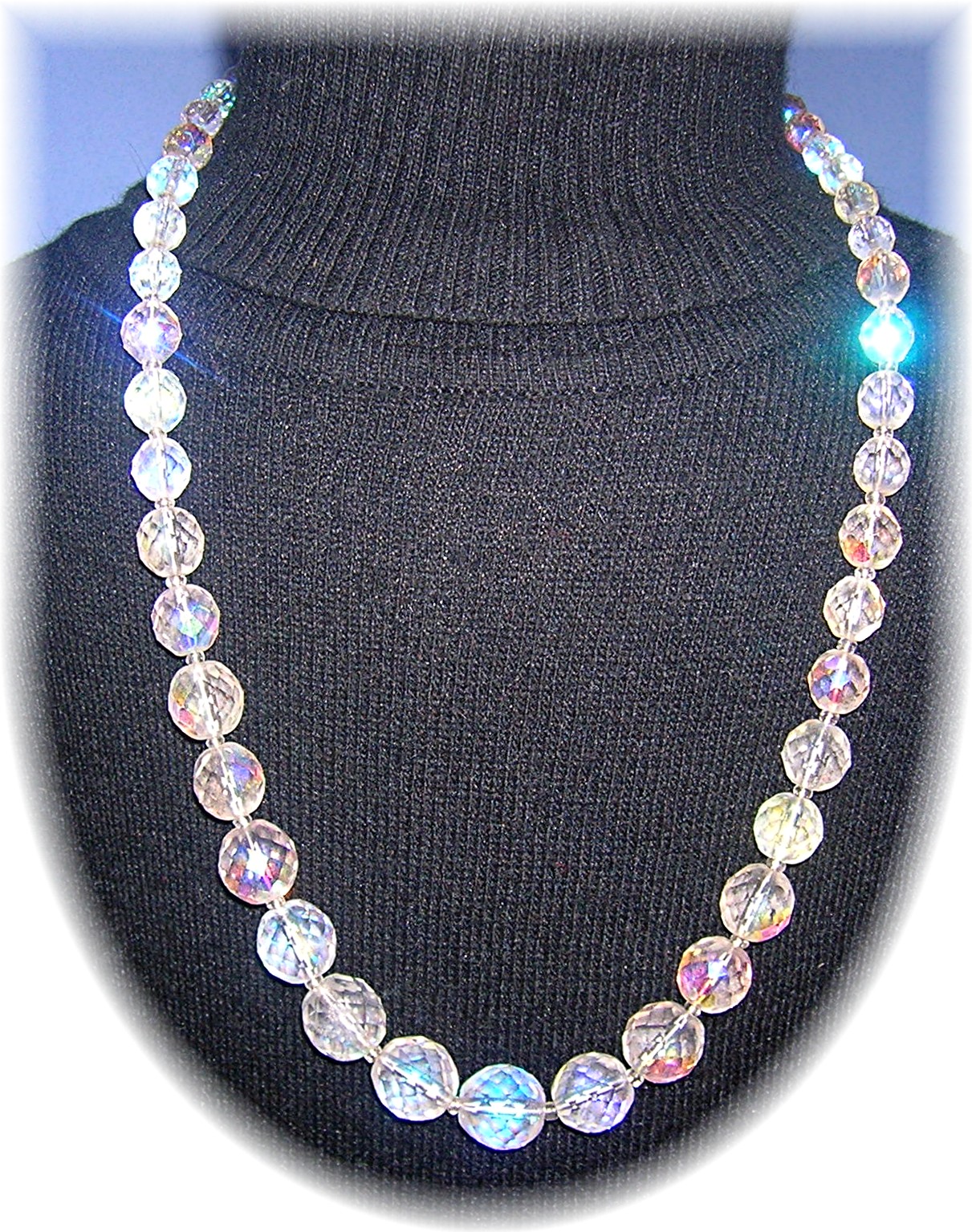 23 Inch Faceted Borealis Glass Bead Necklace