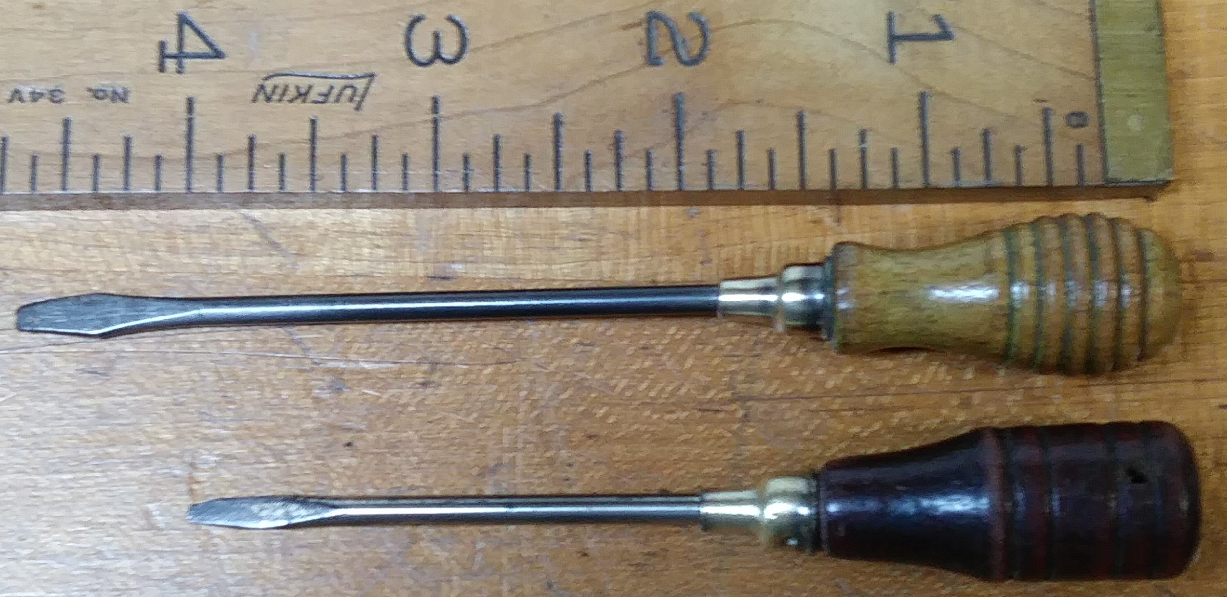 Antique Miniature Wood Handle Screwdriver group of 2