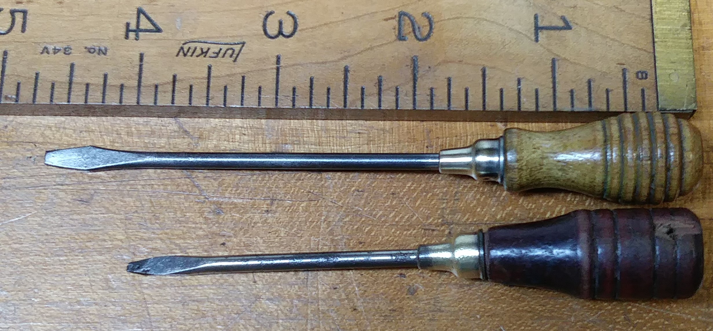Antique Miniature Wood Handle Screwdriver group of 2