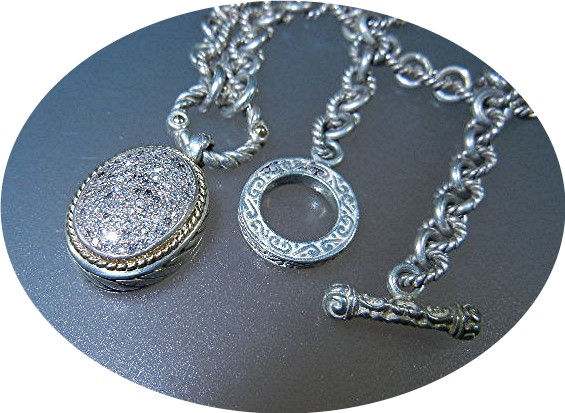 Effy 18K Gold Pave Diamonds Sterling Silver Necklace