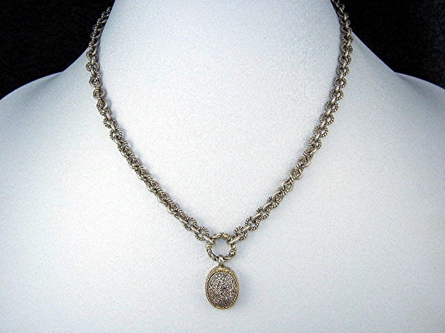 Effy 18K Gold Pave Diamonds Sterling Silver Necklace