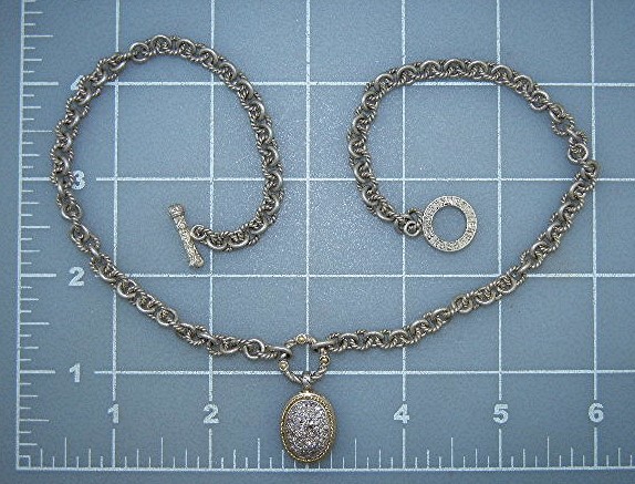 Effy 18K Gold Pave Diamonds Sterling Silver Necklace