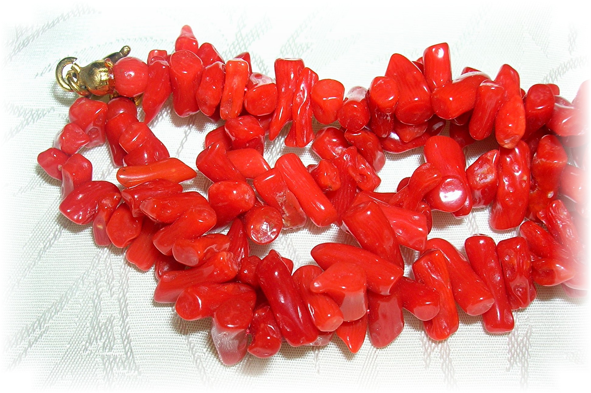 CORAL 2 Strand Red Branch Coral Necklace