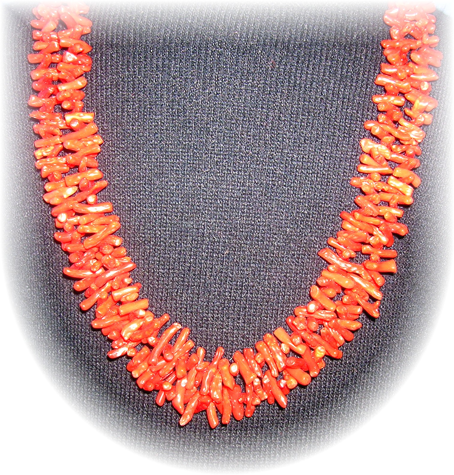 CORAL 2 Strand Red Branch Coral Necklace
