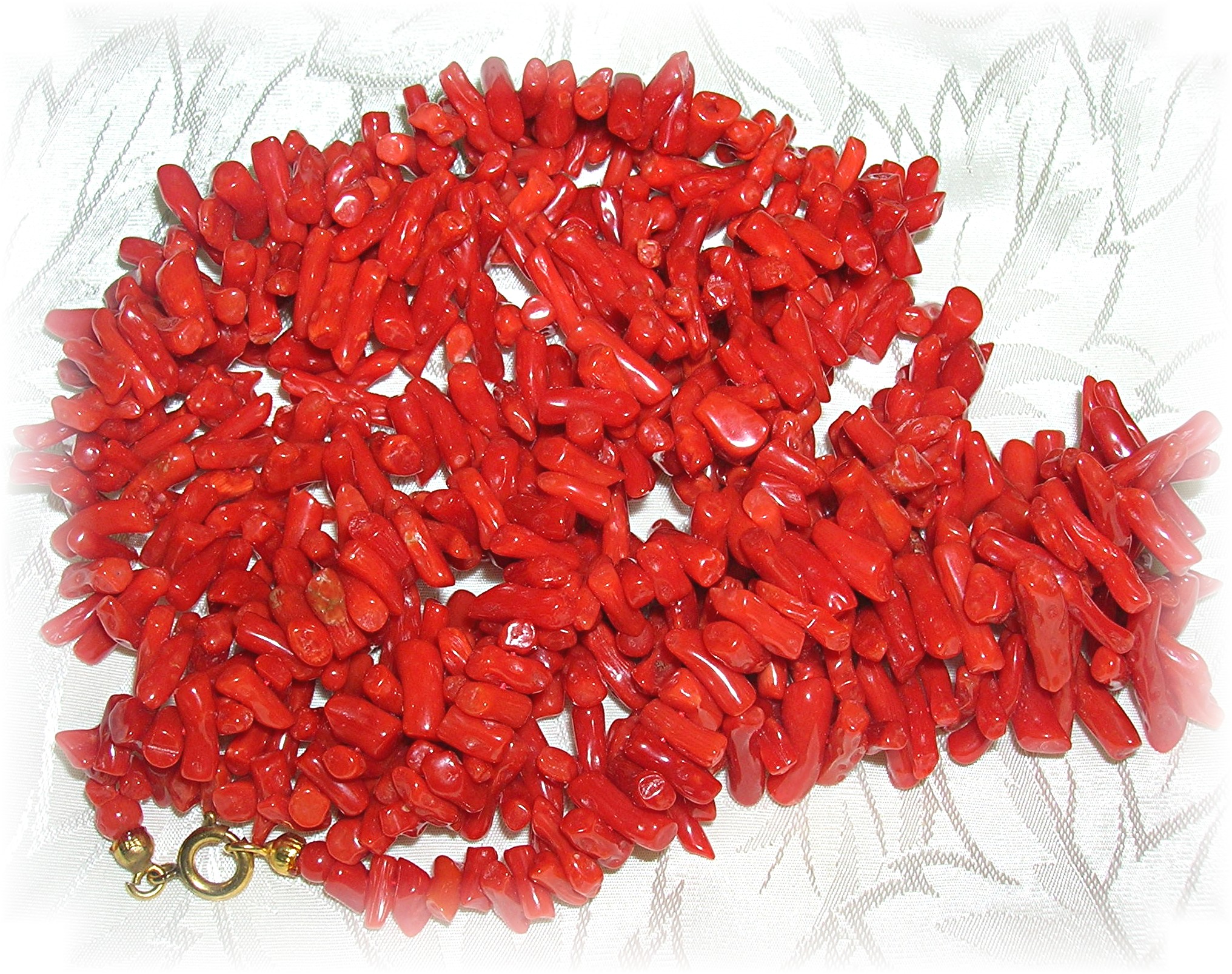 CORAL 2 Strand Red Branch Coral Necklace