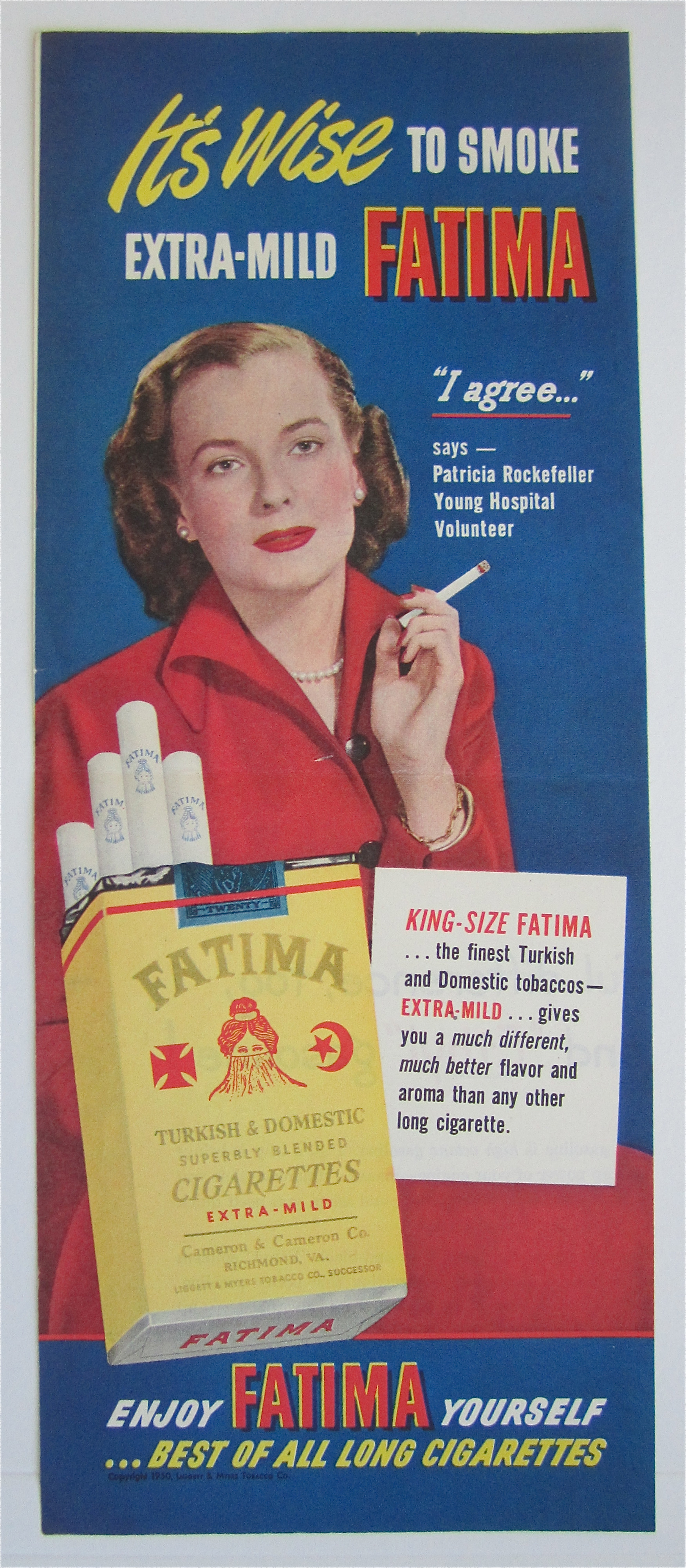 1950 Fatima Cigarettes With Patricia Rockefeller