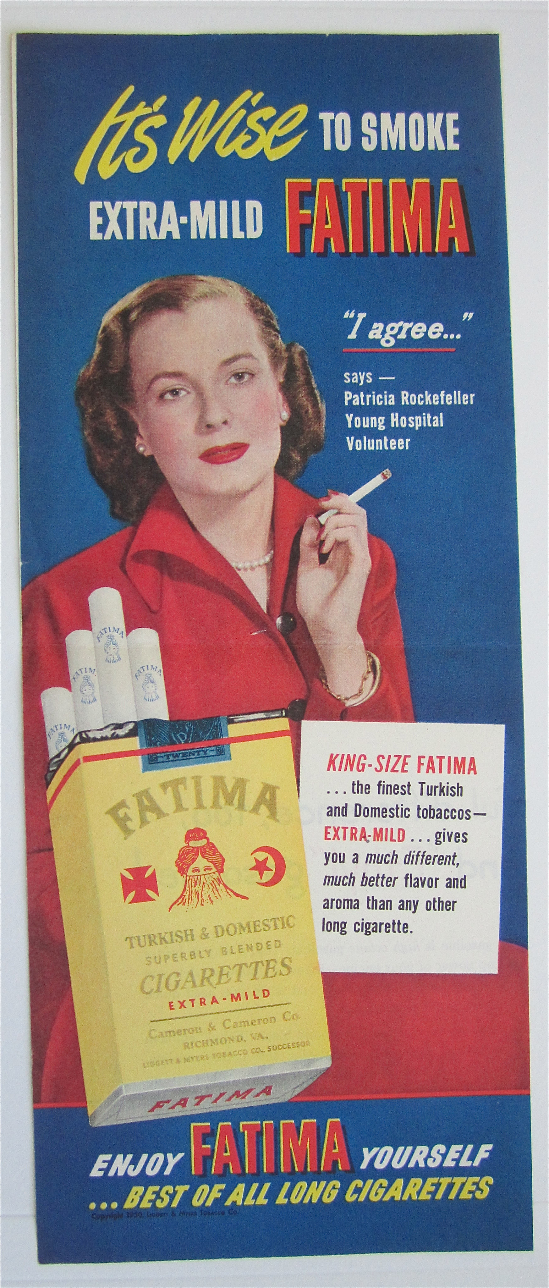 1950 Fatima Cigarettes With Patricia Rockefeller